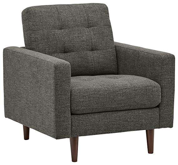 Rivet Cove Mid-Century Tufted Accent Chair, Dark Grey