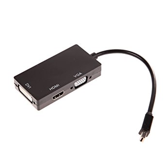 Mini Display Port DP to Hdmi DVI VGA Adapter , 3 in 1 Thunderbolt Multi-Function Mini DisplayPort to HDMI/DVI/VGA Adapter M/F Converter Cable Full HD 1080p for Mac Book, Imac, Mac Book Air/Pro - Black