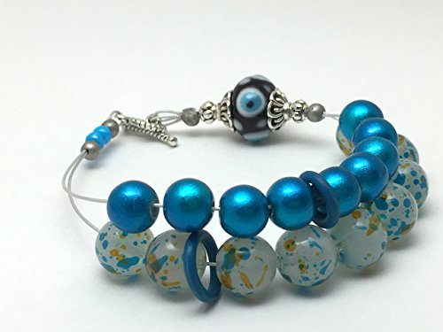 Blue Speckle Abacus Counting Bracelet