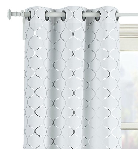2 Pack: GoodGram Lattice Metallic Foil Ultra Luxurious Grommet Top Curtains - Assorted Colors & Sizes (95 in. Long, Silver)