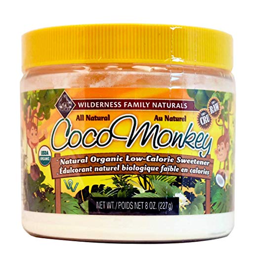 The First Organic Low-Calorie Sweetener That Doesn't Taste Like Chemicals. Coco Monkey by Wilderness Family Naturals - All Natural, All Delicious (Made from prebiotic Inulin, freeze-dried coconut water, and pure monk fruit) - No Funky Aftertaste!