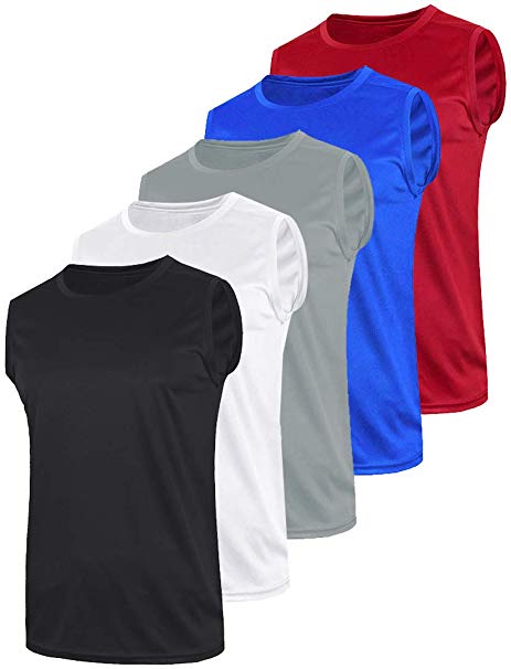 Liberty Imports Pack of 5 Men's Athletic Tank Tops Sleeveless Muscle Shirts Quick Dry Activewear