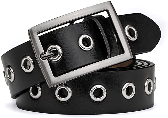 McFanBe Leather Belt for Women Girls Waist Belt Alloy Buckle 1.1 Inches Width Adjustable
