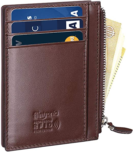 flintronic Billetera, Tarjetas de Crédito Slim Moda RFID Bloqueo Monedero de Cuero, Mini Billetera para Cartera ID,Tarjetero Crédito Licencia de Conducir Cartera Hombre