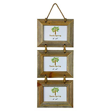 Nicola Spring Triple Wooden 3 Photo Hanging Picture Frame - 6 x 4"
