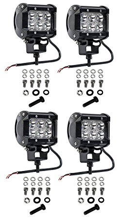 Cutequeen 4 X 18w 1800 Lumens Cree LED Spot Light for Off-road SUV Boat 4x4 Jeep Lamp Tractor Marine Off-road Lighting Rv Atv(pack of 4)