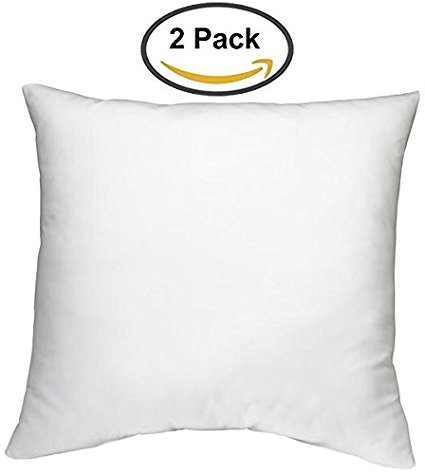 HomeCrate 18" X 18" Sham Stuffer Square Non Woven Polyester Pillow Form Insert, White 2-Pack