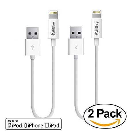 Upgraded Version iPhone Lightning Cables ZiBayTM 2-PACK Short USB Data Cord 12 Inches for iPhone 6s  6s plus iPhone 6  6 Plus iPhones 5 5s iPad Minis iPad Airs iPod Touch iPods