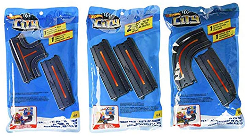 Hot Wheels City Track Pack Accessory - Includes Straight, Intersection, Curved 3 Packs