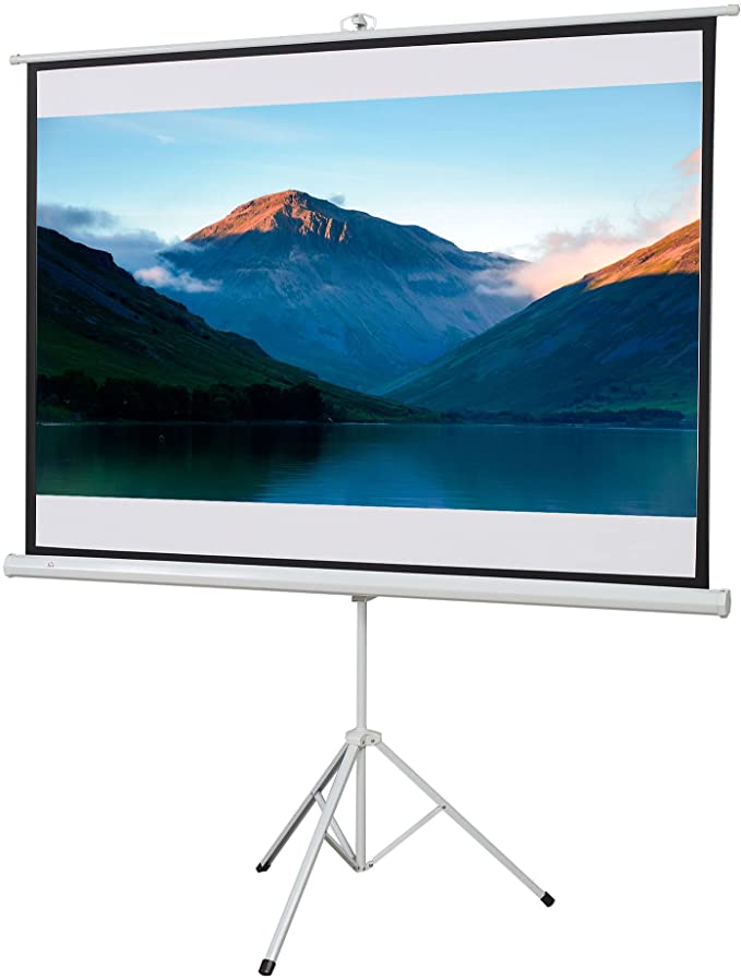 HOMCOM Pantalla para Proyector Plegable Manual 84” Pulgadas Pantalla de Proyección Formato 4:3 con Altura Ajustable Cine en Casa Presentaciones Películas 171x128 cm Blanco