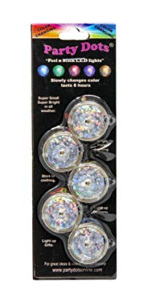 Party Dots, 1" Diameter x 0.55" Height, RGB (Pack of 5)