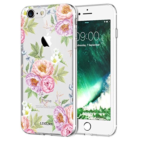 iPhone 6 case,iPhone 6S Case with flowers, LUOLNH Slim Clear Chrome Gold Floral Pattern Soft Flexible TPU Back Cover Case for Apple iPhone 6/6s [4.7 inch] -A