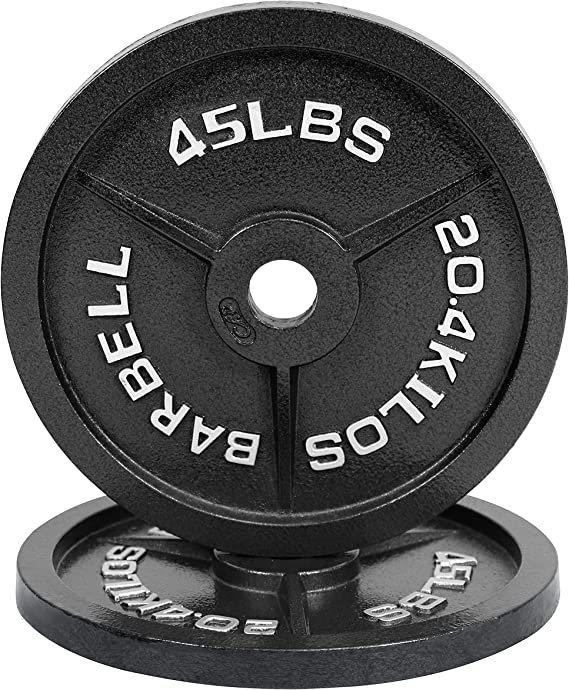 WF Athletic Supply Traditional/Classic 2-Inch Hole Solid Cast Iron Olympic Barbell Weight Plates - Great for Strength Training, Weightlifting, Bodybuilding & Powerlifting, Multiple Choices Available