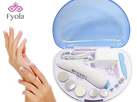 New Portable Nail Drill / File Fyola Personal Manicure | Pedicure Electric System Nail Drill Machine, Nail Care, Improved Design, More Powerful Than Ever, 8 Interchangeable Heads, Rechargeable