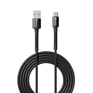 Portronics Konnect X USB to Type C Cable with 3A Output, Fast Charging & Data Transfer, Nylon Braided, Aluminium Alloy Shell, 1M Length compatible with Type C Smartphones(Black)