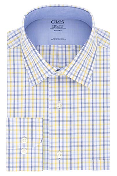 Chaps Men's Dress Shirt Regular Fit Stretch Collar Cool Max Check