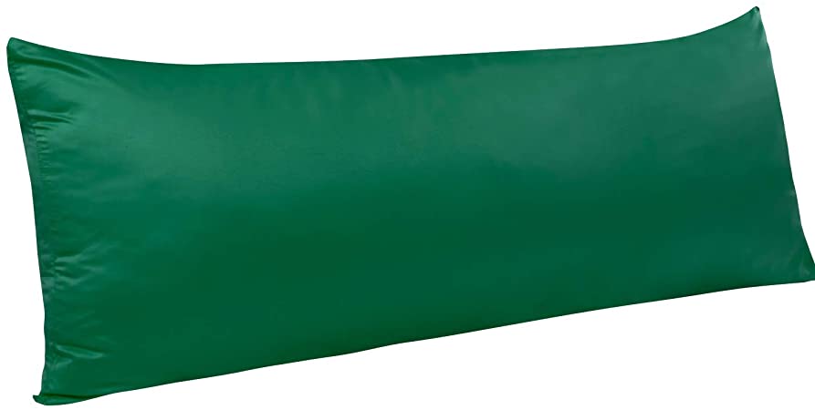 NTBAY Satin Body Pillow Cover, Body Pillowcases with Zipper Closure, Silky Soft and Luxury, for Adults Pregnant, Dark Green 20" x 54"