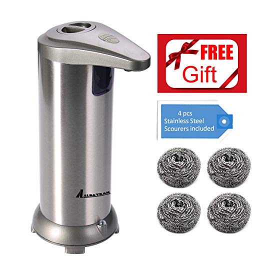 Albayrak Automatic soap Dispenser,Sensor Hand sanitizer Stainless Steel Dispenser for Washroom and Kitchen,use to Hospital Hotel Office, Battery Powered-250ml