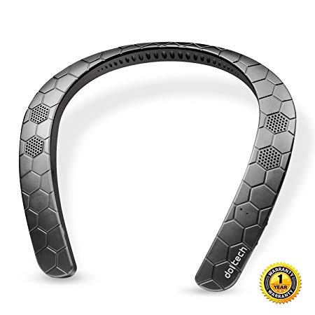 Wearable Speaker Doltech Bluetooth Neckband Speaker,3D Sound Hands-Free Phone Calls,Built-in Mic, Portable Wireless Speaker for iPhone, Android(Black)