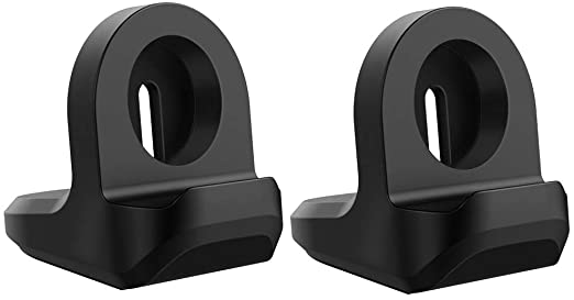 MoKo 2-PACK Charger Stand Compatible with Galaxy Watch 4/4 Classic/Galaxy Watch 3/Galaxy Watch Active 1/2, Portable Silicone Charging Stand Non-slip Base Smartwatch Charger Dock Station Holder - Black