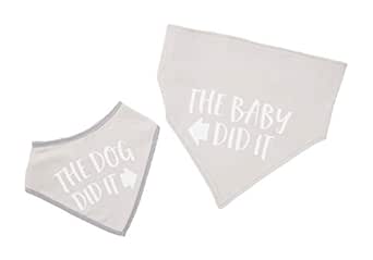 Pearhead Baby and Pet Bib Set, Matching Best Friends Outfits, for Anyone with a Baby and Fur Baby, Gray