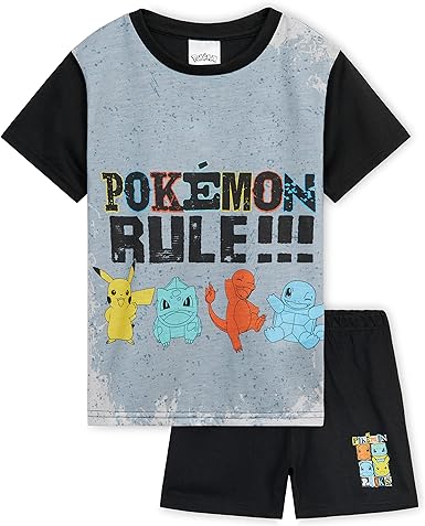 Pokemon Boys Pyjamas for Kids and Teenagers T-Shirt and Shorts Summer PJs Gifts for Boys