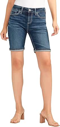 Silver Jeans Co. Women's Suki Mid Rise Curvy Fit Bermuda Short