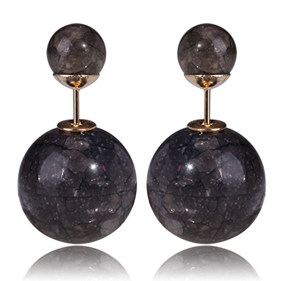 MMYOMI Imitation Marble Round Bead Ball Leverback Earrings Pendant Stud Earrings