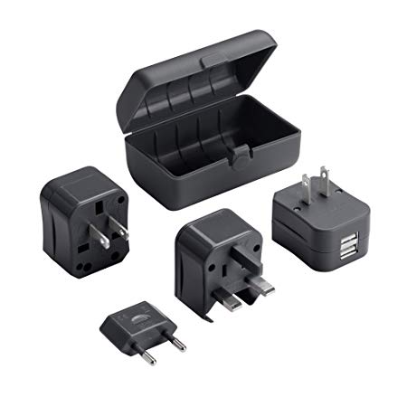 Lewis N. Clark Adapter Plug Kit W/ 2.1a Dual USB Charger, Black