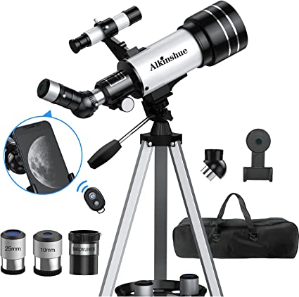 Telescope for Adults & Kids, 70mm Aperture 400mm Refractor Telescope for Astronomy Beginners, Portable Telescope with Adjustable Tripod Phone Adapter & Wireless Remote, Astronomy Gifts for Kids