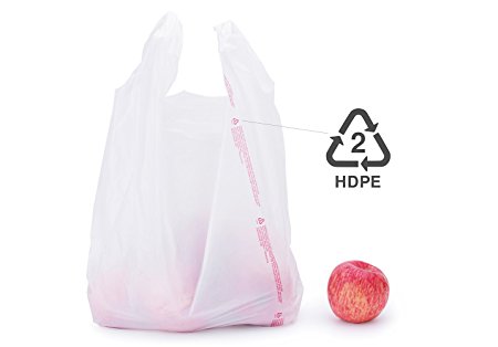 Titan Mall Plastic T-shirt Bags - 10"x5"x19" 13 Mic Shopping Bags - Economy Plain White Grocery Bags (Case of 800)