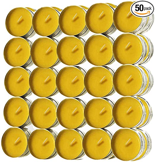 Citronella Tea Lights Candles 50pcs, Natural Citronella Essential Oil and Natural Soy Wax, Burning Without Smock