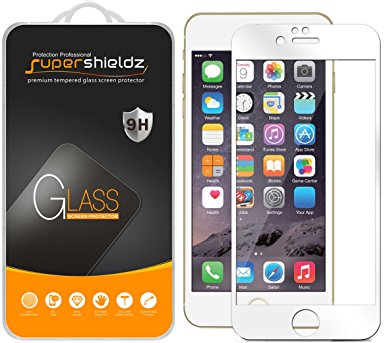 iPhone 6s [Full Coverage Tempered Glass] Screen Protector, Supershieldz® [3D Touch Compatible] Ballistics Glass 0.3mm Anti-Fingerprint, Bubble Free (White Edge) -Retail Packaging [Lifetime Warranty]