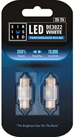 SIRIUSLED SS DE3022 DE3021 28MM LED Festoon Bulb for Car Interior Map Dome Trunk Cargo Light with Cylinder Design Smooth Brightness Plug and Play Pack of 2 (White)