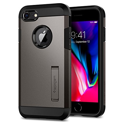 iPhone 8 Case, iPhone 7 Case, Spigen® Tough Armor [2nd Generation] iPhone 7 Case Cover with Kickstand and Extreme Heavy Duty Protection and Air Cushion Technology for iPhone 7 (2016) / iPhone 8 (2017) - Gunmetal - 054CS22214