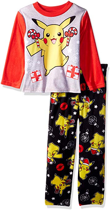 Pokemon Boys' Pikachu Holiday 2-Piece Fleece Pajama Set