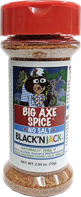 Big Axe Spice BLACK'NJACK - Cajun, Blackening Seasoning Salt Free, Potassium Free, Gluten Free, Sugar Free, Preservative Free - Vegan, Kosher & Halal Friendly