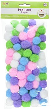 Multicraft Imports Pom-Poms, 1-Inch, Assorted Pastel, 80 Per Package
