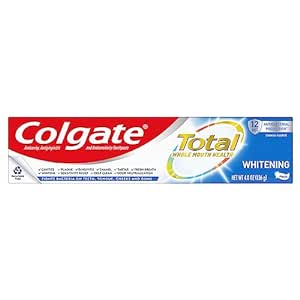 Colgate Total Teeth Whitening Toothpaste, 10 Benefits, No Trade-Offs, Sensitivity and Whitening, 4.8 oz Tube