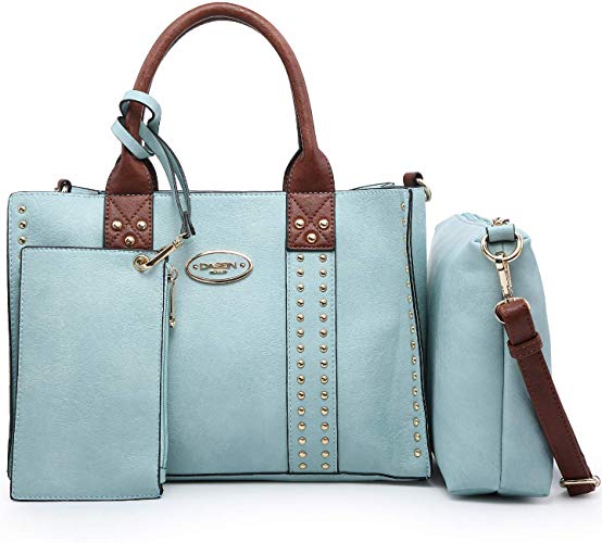 Women Vegan Leather Handbags Fashion Satchel Bags Shoulder Purses Top Handle Work Bags 3pcs Set