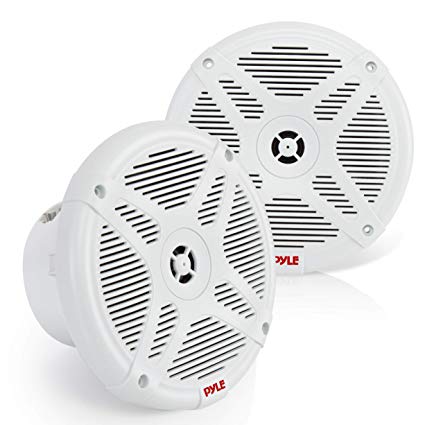 6.5 Inch Bluetooth Marine Speakers - 2-way IP-X4 Waterproof and Weather Resistant Outdoor Audio Dual Stereo Sound System with 600 Watt Power and Low Profile Design - 1 Pair - Pyle PLMRBT65W (White)