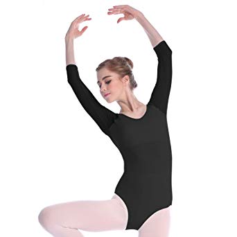 Mesh Bodysuit for Women Ballet Dance Leotards 3/4 Sleeve Dancewear