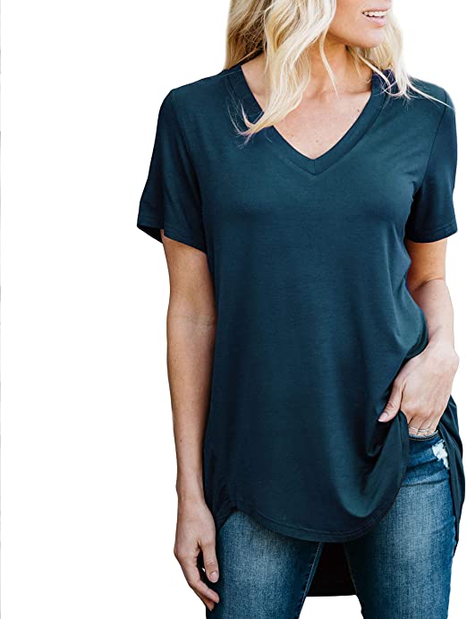 Amaryllis Apparel Women's Short Sleeve Loose Cut Relaxed T-Shirt Top