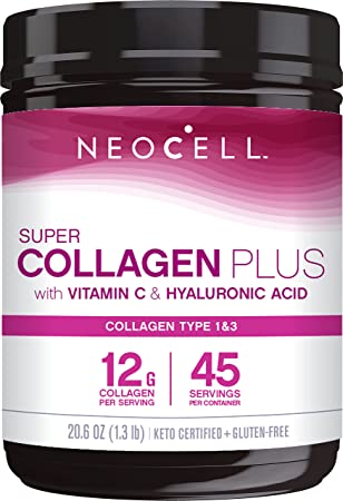 NeoCell Super Collagen Plus with Vitamin C and Hyaluronic Acid, Collagen Type 1 and 3, 20.6 Oz