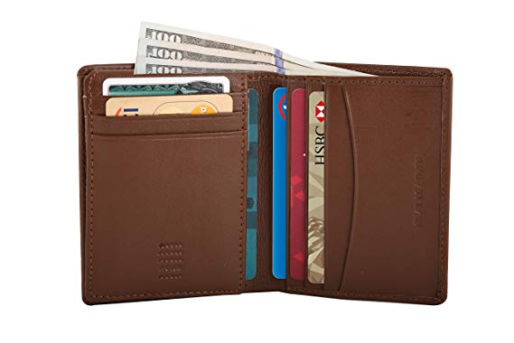Nappa Leather Slim RFID Blocking Multi Slot Card Wallet/Passcase for Men - Milk Brown