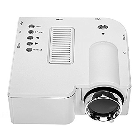 99 Digitals Mini Multimedia LCD Image System LED Projector with SD/USB/AV/VGA/HDMI Port for Home Theater Cinema Use-White