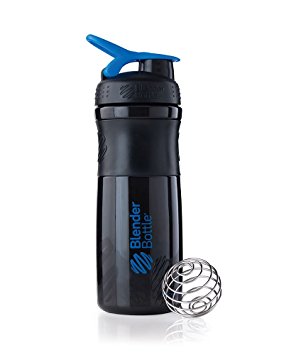 BlenderBottle SportMixer Tritan Grip Shaker Bottle, Black/Blue, 28-Ounce