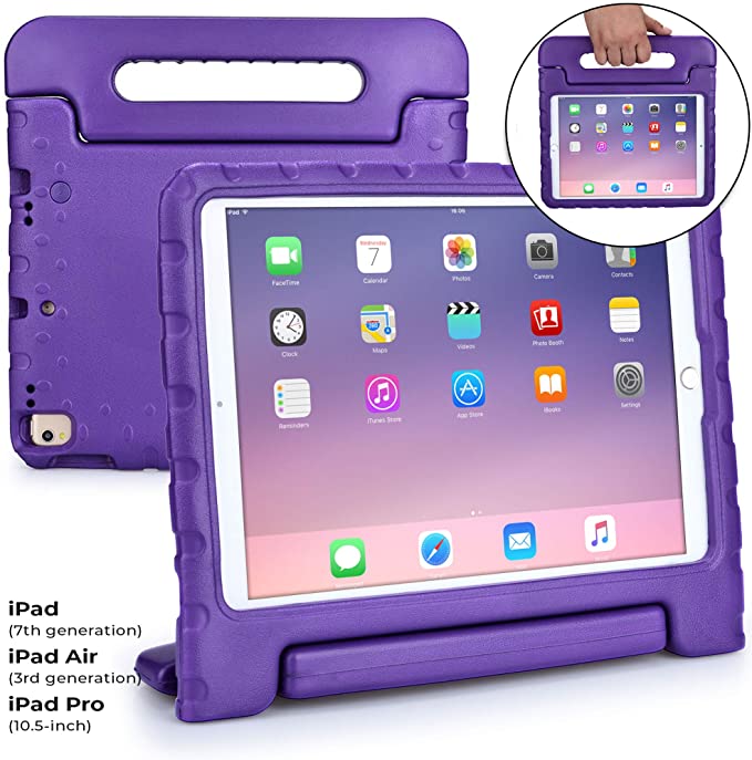 Cooper Dynamo [Rugged Kids Case] for 2019 10.2 iPad (7th Generation), iPad Pro 10.5, iPad Air 3 | Protective Child Proof Cover, Stand, Handle (Purple)