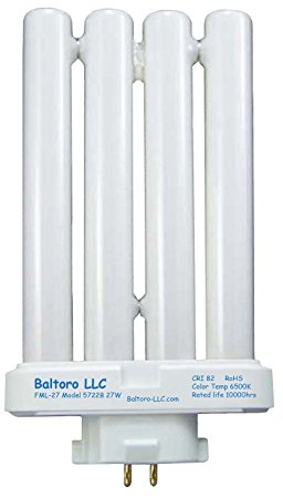 Baltoro Power FML27/50 Linear Quad Compact Fluorescent (CFL) Replacement Bulb for Sunlight Desk or Floor Lamps FML27/EX-D FML27EX/N, 27W