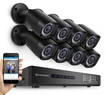 Amcrest Eco-Series 1080P HD Over Analog (HDCVI) 8CH Video Security System w/ Eight 2.0MP Weatherproof IP67 Bullet Cameras, IR LED Night Vision, Long Distance Transmit Range, Pre-Installed 2TB HD